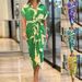 Women's Clothing High Waist Long Shirt Dress Autumn Fashion Printed Lapel Short Sleeve_ecoleips.com
