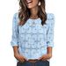 Women's Casual Lace Top Round Neck Three Quarter Sleeve Hollowed Out Spring Summer New American Style Clothing_ecoleips.com