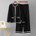 Women's round Neck Long Sleeved Knitted Cardigan with Pockets European And American Style Two Piece Set Straight Leg Trousers_ecoleips.com