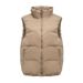 Women's Quilted Sleeveless Vest Jacket - Winter Puffer Gilet With Stand Collar, Fashionable Waistcoat For Casual Outfits (Black, Beige, Khaki, Red)_ecoleips.com