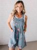 K New Retro Personalized Printed Jumpsuit, Fashionable Floral Denim Shorts_ecoleips.com
