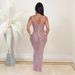 Women's Clothing Backless Printed Round Neck Dress Sleeveless Hip Long Skirt_ecoleips.com