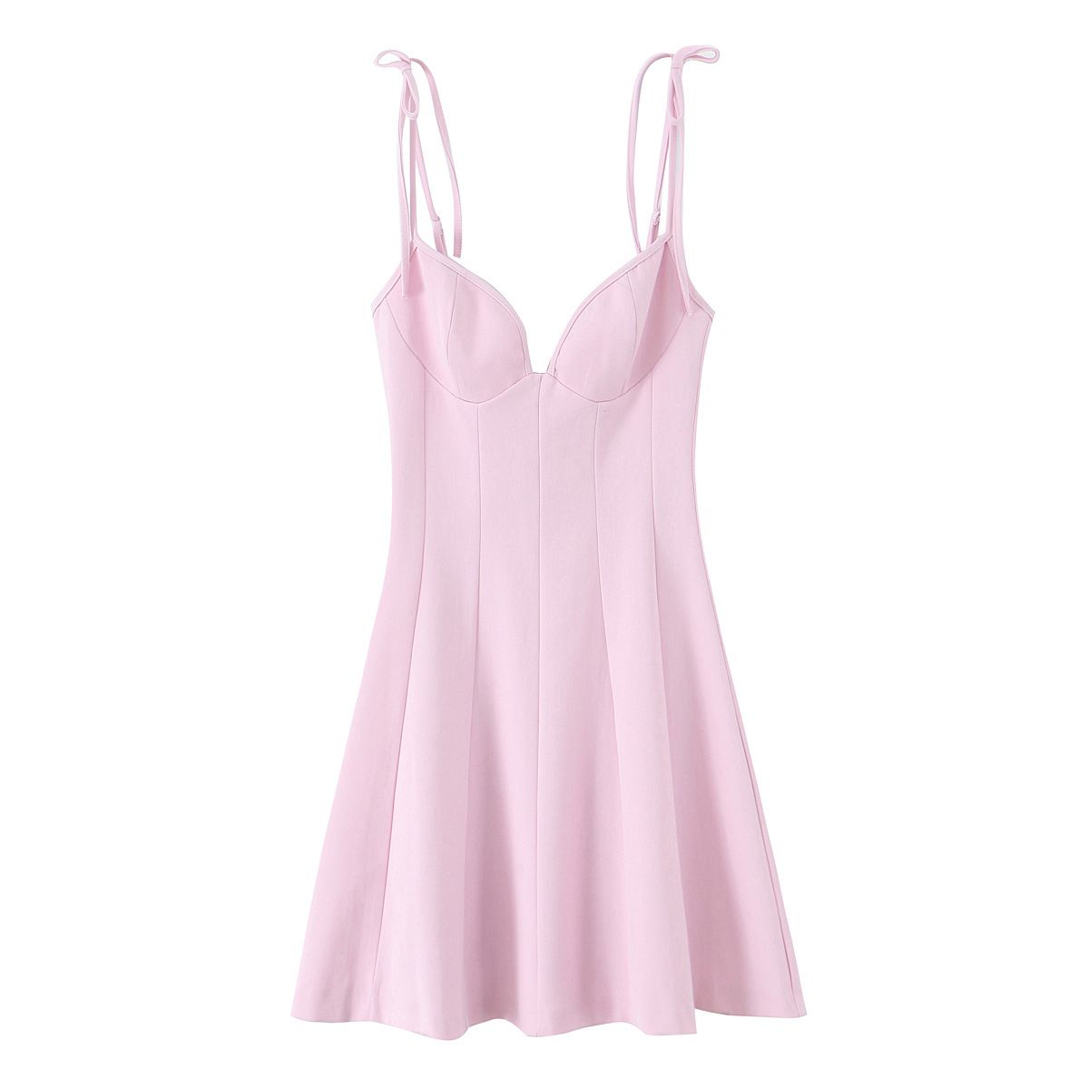 ZA European And American Wom's Fashion Export 2025 Summer New V-neck Floral Simple Slim-Fit Frch Strap Dress For_ecoleips.com