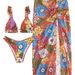 Women's Floral Bikini Set - Sexy 3-Piece Swimwear With Adjustable Triangle Top & Sheer Beach Cover-Up, Quick-Dry Fabric For Pool & Vacation_ecoleips.com