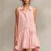 Women's Solid Color Sleeveless Ruffle Patchwork Pleated Skirt Single Breasted Shirt Collar Summer New_ecoleips.com