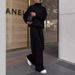 Women's Fashionable Casual Two Piece Set High Neck Loose Fit Long Sleeve Top with Wide Leg Pants European American Style_ecoleips.com