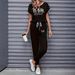 Women's Clothing Color Block Trim Casual Suit Spring Summer Autumn American Style Simple Loose Fit Short Sleeve_ecoleips.com