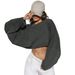 K Women's Short Sports Vest With A Round Neck And A Cropped Top; A T-shirt With Long Sleeves_ecoleips.com