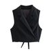 7656 Summer New Women's Fashion Suit Collar Slim Vest + Versatile Casual Shorts Set_ecoleips.com