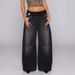 Cross-border Wholesale Version Of Revice Retro Y2k Casual Patchwork Straight Loose Elastic Low-waist Women's Jeans_ecoleips.com