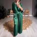 Women's Solid Color Silk V Neck Casual Suit Summer Style_ecoleips.com