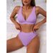 Women’s Clothing New Split Solid Color Sexy V Neck Bikini Women's Swimsuit Swimwear_ecoleips.com