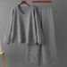European American Style Women's Solid Color V Neck Fashion Set High Waisted Loose Casual Sweater Two Piece Autumn Winter Outfit_ecoleips.com