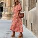 European And American Plus Size Women's Loose Bohemian Round Neck Lantern Sleeve Sweet Girl Dress_ecoleips.com