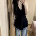 Purely Alluring Halter Neck V-Neck Camisole For Women, Autumn Versatile Wear, Slim Fit, Waist-Cinching, Korean Style,_ecoleips.com