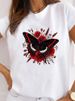 European And American Cross-border Foreign Trade Women's Floral Butterfly Round-neck Printed Short-sleeve T-shirt Top_ecoleips.com