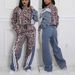 Women's Clothing Spring And Autumn New Street Leopard Print Striped Color Matching Elastic Waist Loose Trousers Suit_ecoleips.com