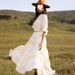 Beige Tassel Vacation Style Xinjiang Travel Outfit Bohemian Long Dress For Women Summer_ecoleips.com