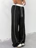 Women's Black Sports Pants Spring Summer Fashion Loose Casual Sweatpants Wide Leg Drape Style American Trend_ecoleips.com