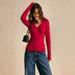 Voya Women's Autumn And Winter American Retro V-neck Slim Fried Dough Twists Needle Stripe Long Sleeve Androgynous Women's Simple Sweater_ecoleips.com