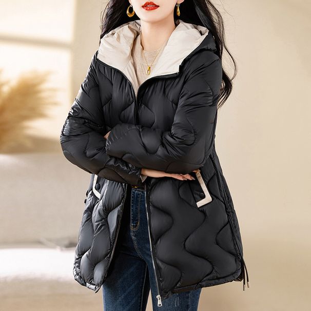 Women's Clothing Mid Length Diamond Patterned Collarless Lightweight Down Jacket For Women, Niche, Small Fragrance Style, Short Cotton Jacket_ecoleips.com