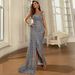 Women’s Clothing new one shoulder sexy heavy sequin ribbon big swing ball evening dress_ecoleips.com