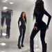 Trendy Long-Sleeve Jumpsuit – Slim-Fit Zip-Up Jumpsuit (Stretchy Polyester, Streetwear Chic)_ecoleips.com