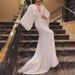 Women's Clothing V Neck Floor Length Long Sleeved Sequined Dress Fishtail Banquet Elegant Long Dress_ecoleips.com