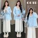 Winter New Korean Fashion Thickened Bow Cardigan 2-Piece Set Maternity Dress_ecoleips.com