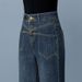 Cement Gray Denim Narrow Wide-leg Women, New Spring Autumn Style, Loose And Slimming, Straight-cut, Fleece-lined Long_ecoleips.com