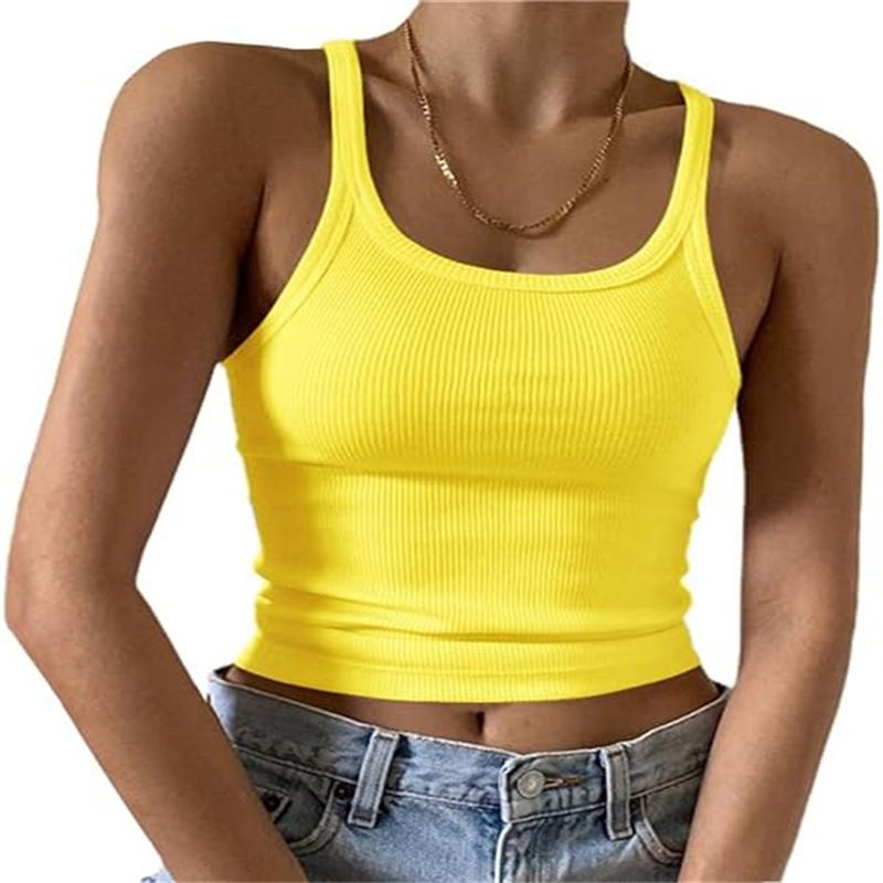 Women's Clothing Vests Summer Hot Girls Wear Thin Vests With Exposed Navel Milk Silk Tops_ecoleips.com