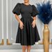 Women's Clothing Round Neck Temperament Puff Sleeve Waist Waist Large Swing Dress Skirt A Line Dress_ecoleips.com