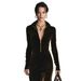 Autumn And Winter Women's Velvet Gorgeous Lapel Front Slit Maxi Skirt_ecoleips.com