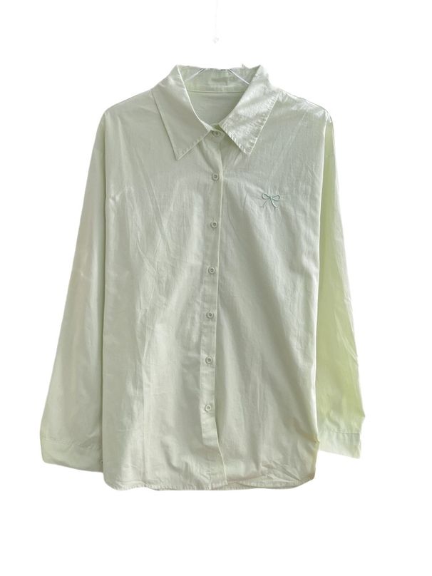 Autumn Green Design With A Bow Detail, A Stylish Long-Sleeved Shirt For Women, A Fashionable Jacket, And Autumn Clothing_ecoleips.com