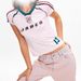 Women's Y2K Digital Letter Print T-Shirt Short Sleeved V Neck Cropped Casual Street Style American Fashion_ecoleips.com