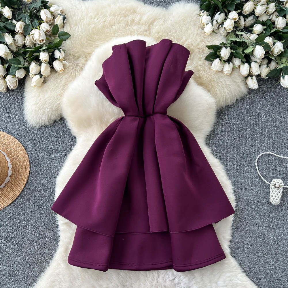 Elegant Pleated Strapless Evening Dress – A-Line Midi Formal Gown With Corset Waist For Women (S-4XL) | Vintage-Inspired Party & Wedding Guest Outfit_ecoleips.com