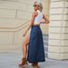 Women's Clothing New Washed Sexy High Slit Denim Long Skirt Skirt_ecoleips.com