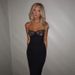 Women's Slim Dress Lace Splicing Long Skirt Sexy Suspender_ecoleips.com