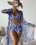 Women's High Waist Bikini Set With Long Sleeve Cover-Up & Drawstring – Sexy Swimwear For Beach & Pool_ecoleips.com