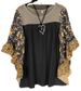 2022 Cross-Border European And American Women's Clothing Spring/Summer Wish Bat Sleeve Printed Color Block Waffle_ecoleips.com