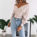 Women's Oversized Knit Sweater Soft Casual Long Sleeve Pullover Top With Lantern Sleeves - Spring Fashion Solid Color Loose Fit Tunic For Daily Wear _ecoleips.com
