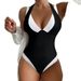 Women's Clothing One Piece Sexy Deep V Swimsuit Cover Meat Thin Beach Holiday Hot Spring Swimsuit Female_ecoleips.com