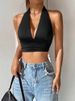 Sexy Sleeveless Backless Hollow Cross Front Tube Top for Women European And American Style Navel Baring Fashionable_ecoleips.com