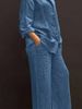 Women's Reversible Long Sleeved Shirt And Elastic Waist Trousers Set Solid Color Lightweight Fabric_ecoleips.com