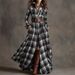 Women's French Vintage Plaid Asymmetrical Hem Plus Size Midi Dress – Slimming Casual Gown_ecoleips.com