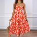 2026 Summer New European And American Women's Fashion Elegant Floral Print Mid-Length Dress With Straps_ecoleips.com