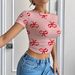 Women's Clothing Women's Fashionable Bow Print Short Round Neck T-Shirt Top Casual Sporty Digital Design For Spring Summer_ecoleips.com