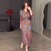 Summer Slim Fit Women's Clothing Set Retro European American Style Print_ecoleips.com