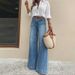 Vintage High-Waisted Wide-Leg Jeans For Women – Retro Stretch Denim Pants With Flowy Hem, Comfortable & Stylish (Light Blue Wash, Dark Blue, Blue)_ecoleips.com