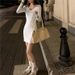 Women's Clothing Autumn/Winter British Style Korean Color Block Slim Fit Petite Women's Knit Bodycon Dress_ecoleips.com